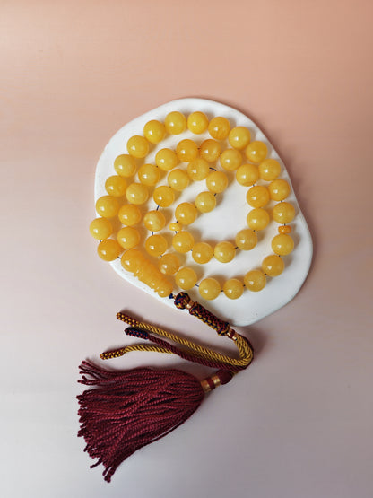 Natural Baltic Amber Rosary – 45 Beads | 12mm | Butterscotch & Cream