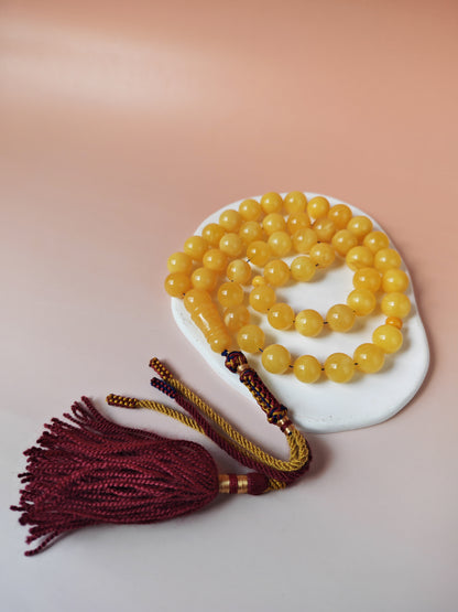 Natural Baltic Amber Rosary – 45 Beads | 12mm | Butterscotch & Cream