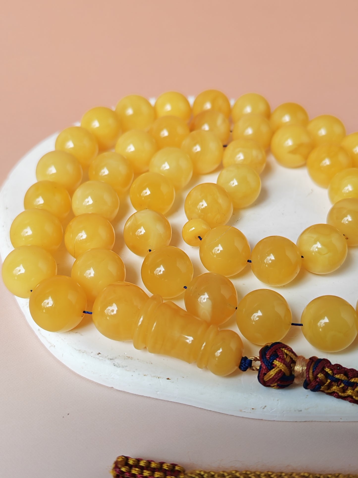 Natural Baltic Amber Rosary – 45 Beads | 12mm | Butterscotch & Cream