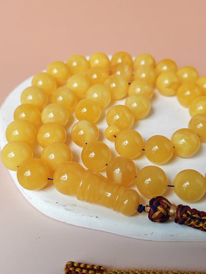 Natural Baltic Amber Rosary – 45 Beads | 12mm | Butterscotch & Cream