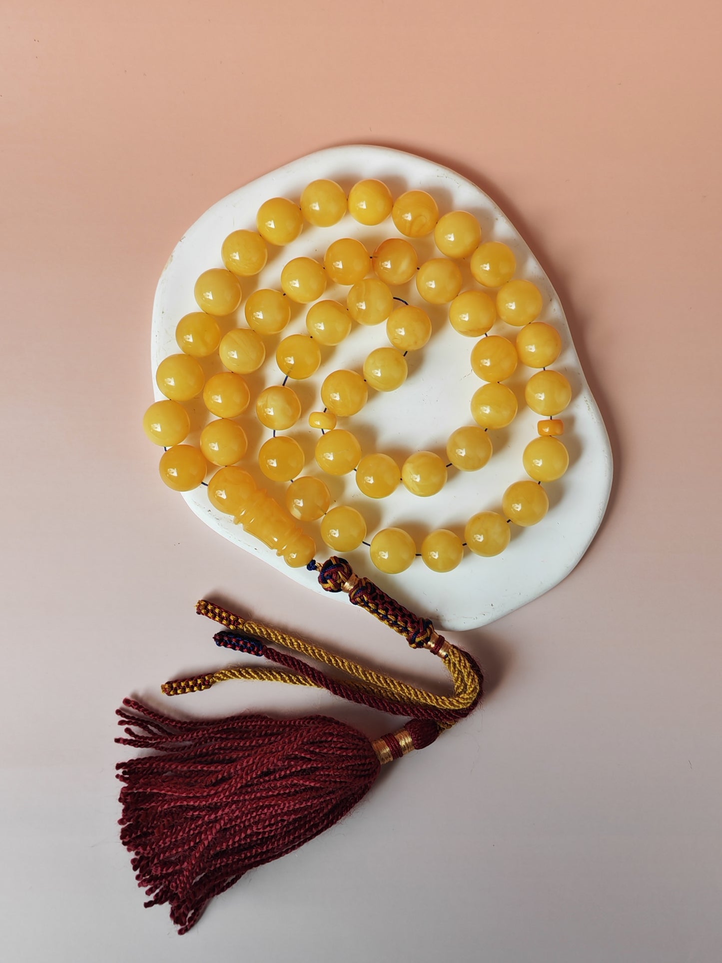 Natural Baltic Amber Rosary – 45 Beads | 12mm | Butterscotch & Cream