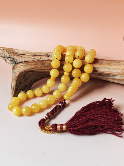 Natural Baltic Amber Rosary – 45 Beads | 12mm | Butterscotch & Cream