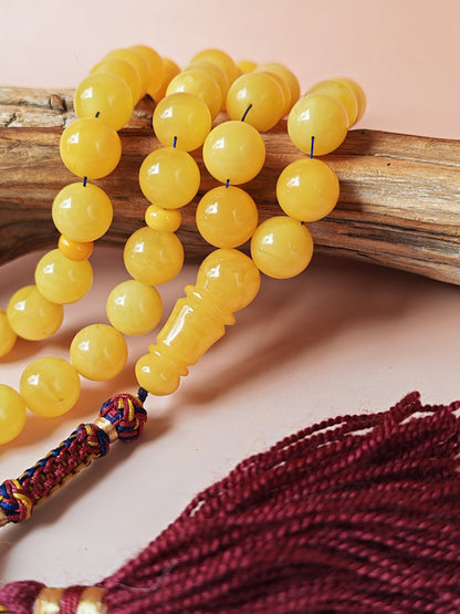 Natural Baltic Amber Rosary – 45 Beads | 12mm | Butterscotch & Cream