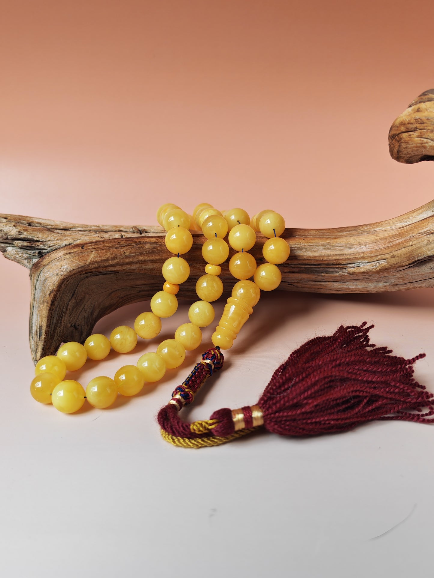 Natural Baltic Amber Rosary – 45 Beads | 12mm | Butterscotch & Cream