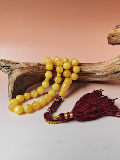 Natural Baltic Amber Rosary – 45 Beads | 12mm | Butterscotch & Cream