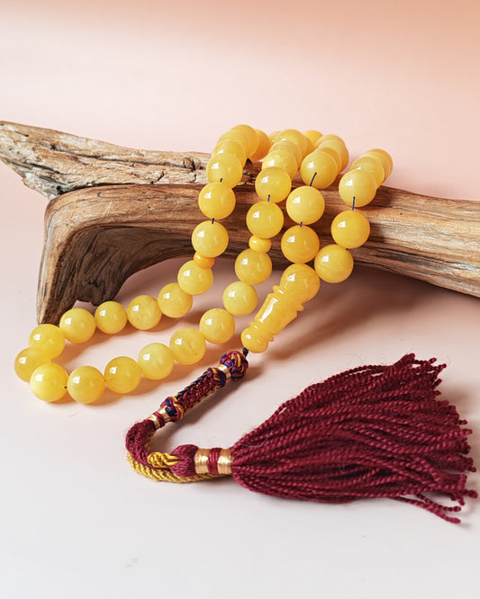 Natural Baltic Amber Rosary – 45 Beads | 12mm | Butterscotch & Cream