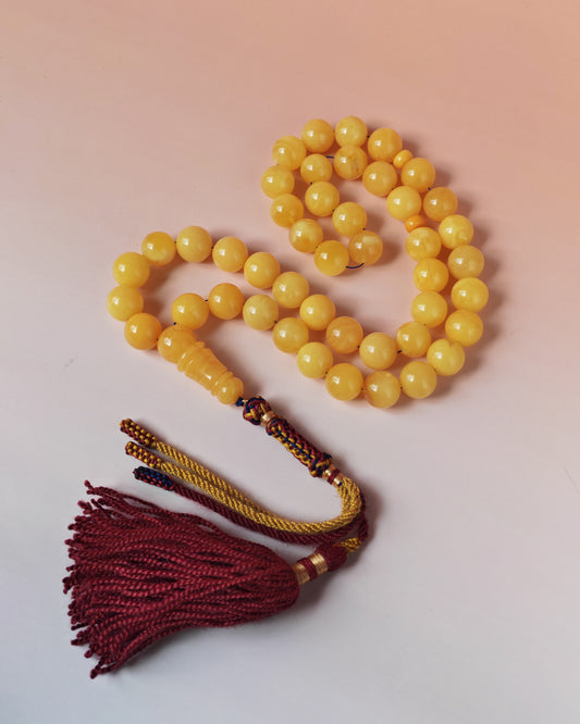 Natural Baltic Amber Rosary – 45 Beads | 12mm | Butterscotch & Cream