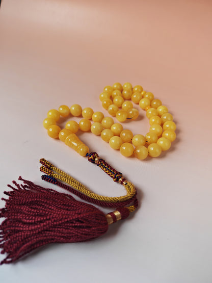 Natural Baltic Amber Rosary – 45 Beads | 12mm | Butterscotch & Cream