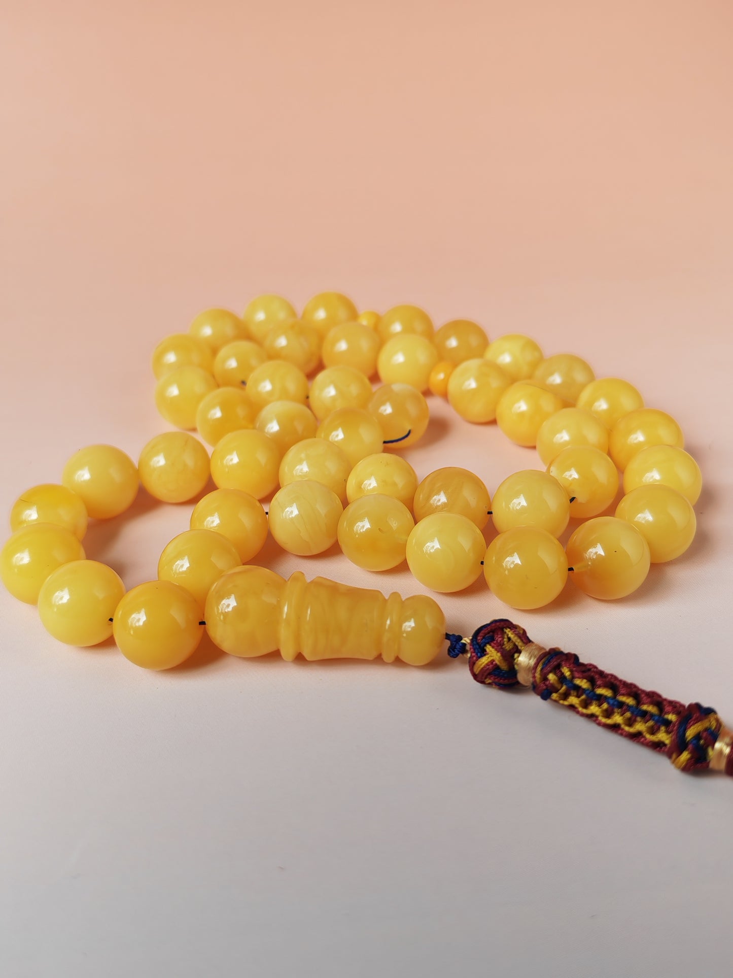 Natural Baltic Amber Rosary – 45 Beads | 12mm | Butterscotch & Cream