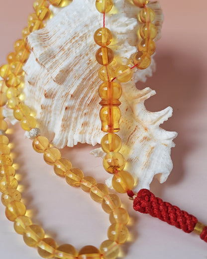 Natural Micro Citron Baltic Amber Misbah | 66 Beads | Silver Dividers | 8.8g