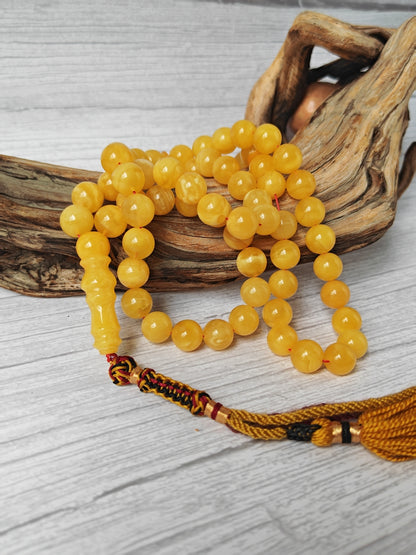 Natural Butterscotch Baltic Amber Misbah | 66 Round Beads | 11mm | Unique Imami | 53.2g
