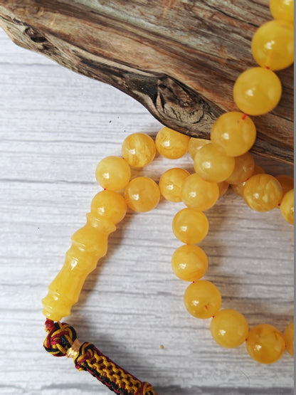 Natural Butterscotch Baltic Amber Misbah | 66 Round Beads | 11mm | Unique Imami | 53.2g