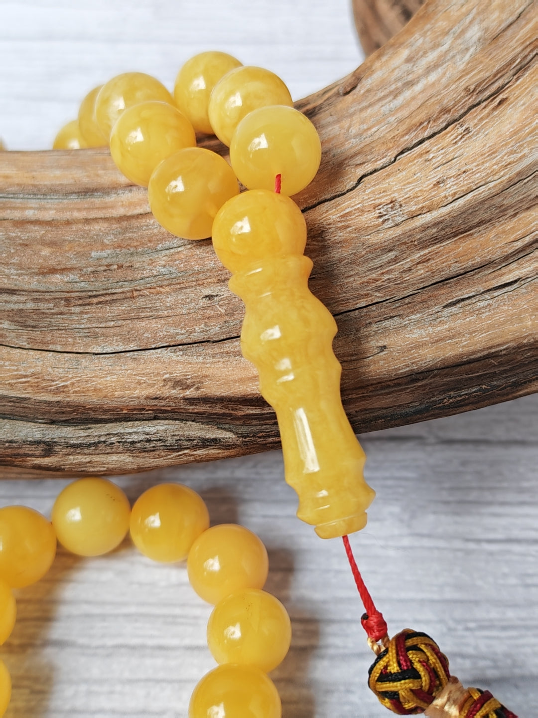 Natural Butterscotch Baltic Amber Misbah | 66 Round Beads | 11mm | Unique Imami | 53.2g