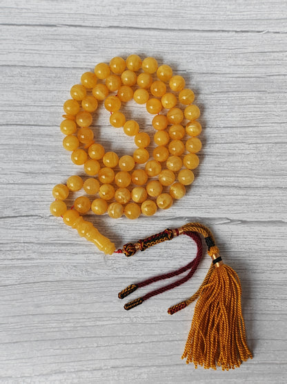 Natural Butterscotch Baltic Amber Misbah | 66 Round Beads | 11mm | Unique Imami | 53.2g