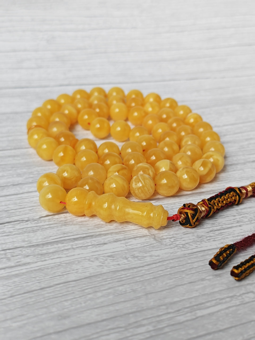 Natural Butterscotch Baltic Amber Misbah | 66 Round Beads | 11mm | Unique Imami | 53.2g