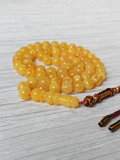 Natural Butterscotch Baltic Amber Misbah | 66 Round Beads | 11mm | Unique Imami | 53.2g