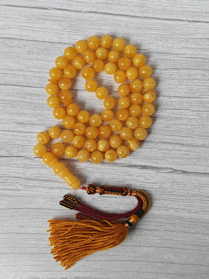 Natural Butterscotch Baltic Amber Misbah | 66 Round Beads | 11mm | Unique Imami | 53.2g