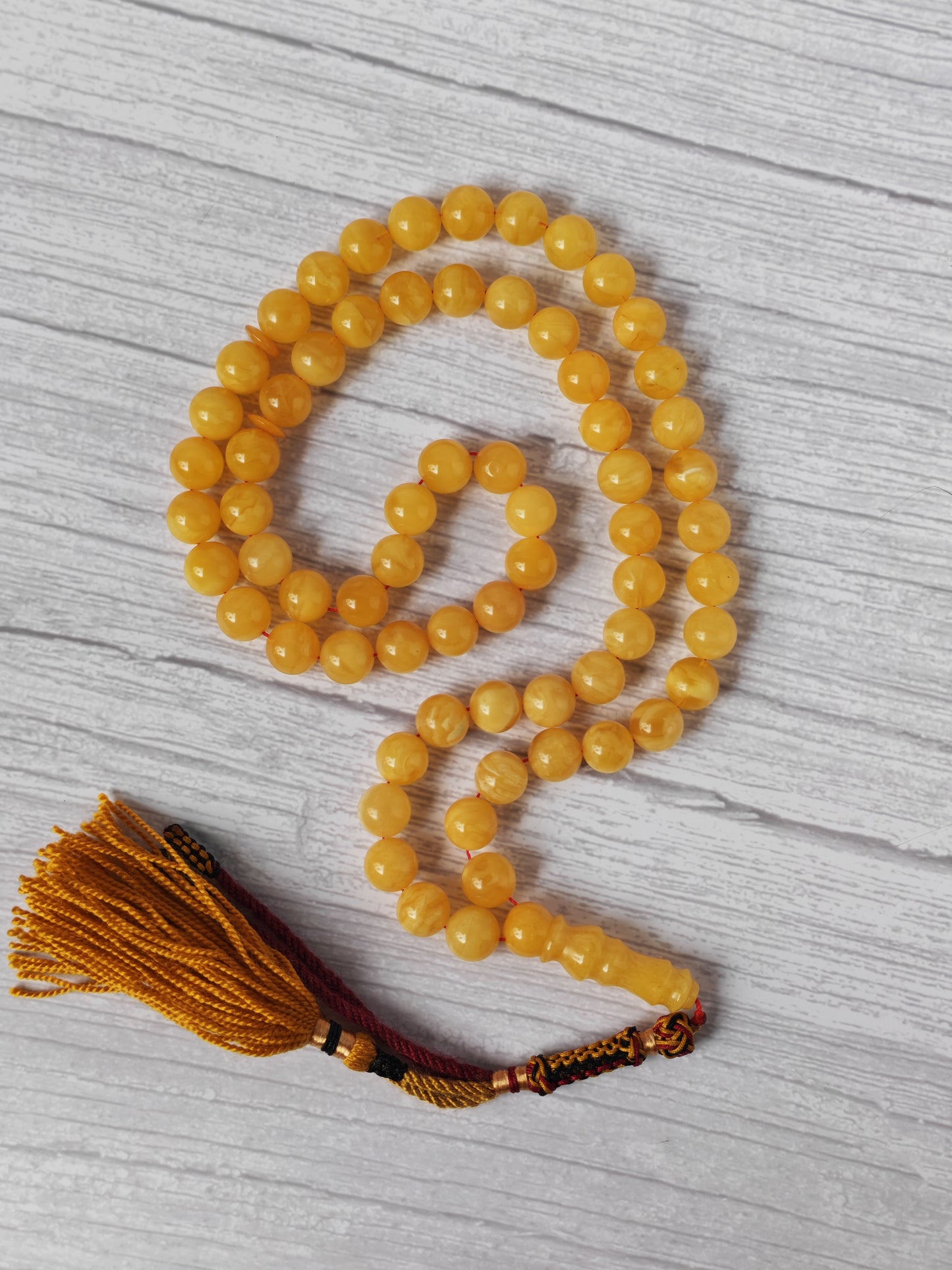 Natural Butterscotch Baltic Amber Misbah | 66 Round Beads | 11mm | Unique Imami | 53.2g
