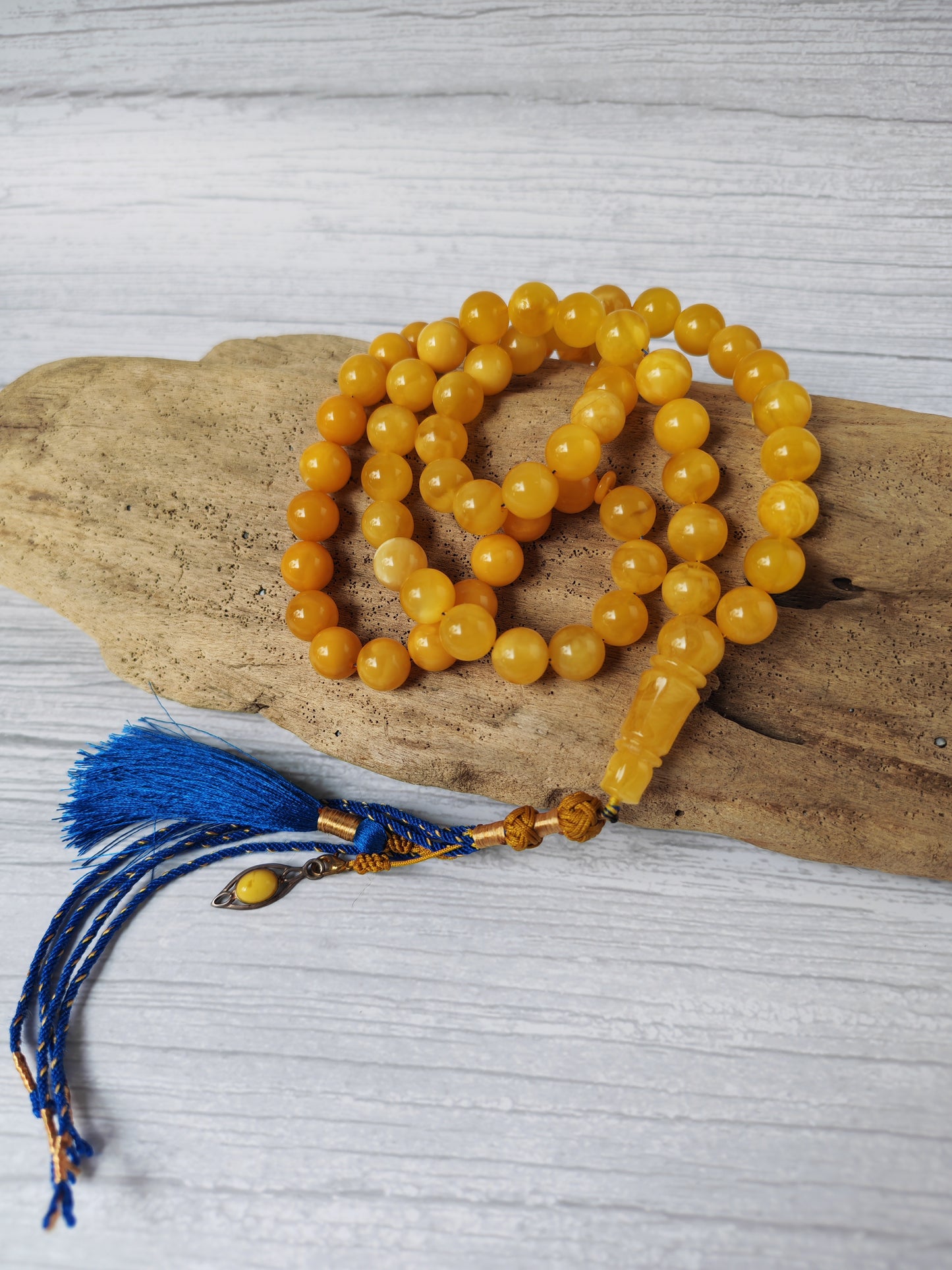 Natural Gradient Baltic Amber Tasbih – 66 Beads | 11mm | Double String
