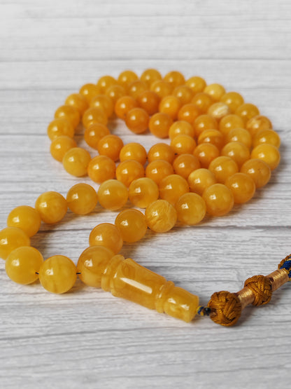 Natural Gradient Baltic Amber Tasbih – 66 Beads | 11mm | Double String