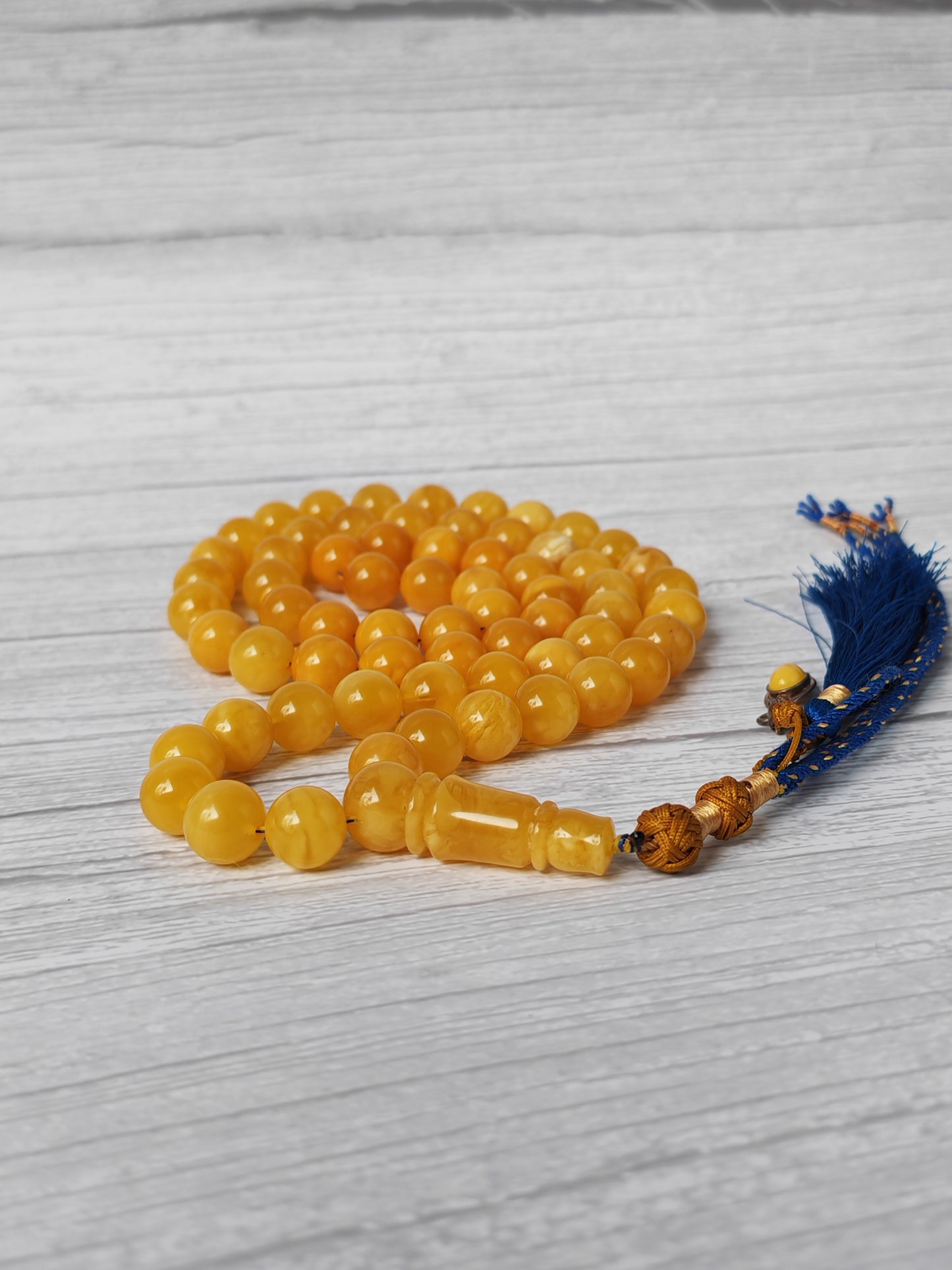 Natural Gradient Baltic Amber Tasbih – 66 Beads | 11mm | Double String
