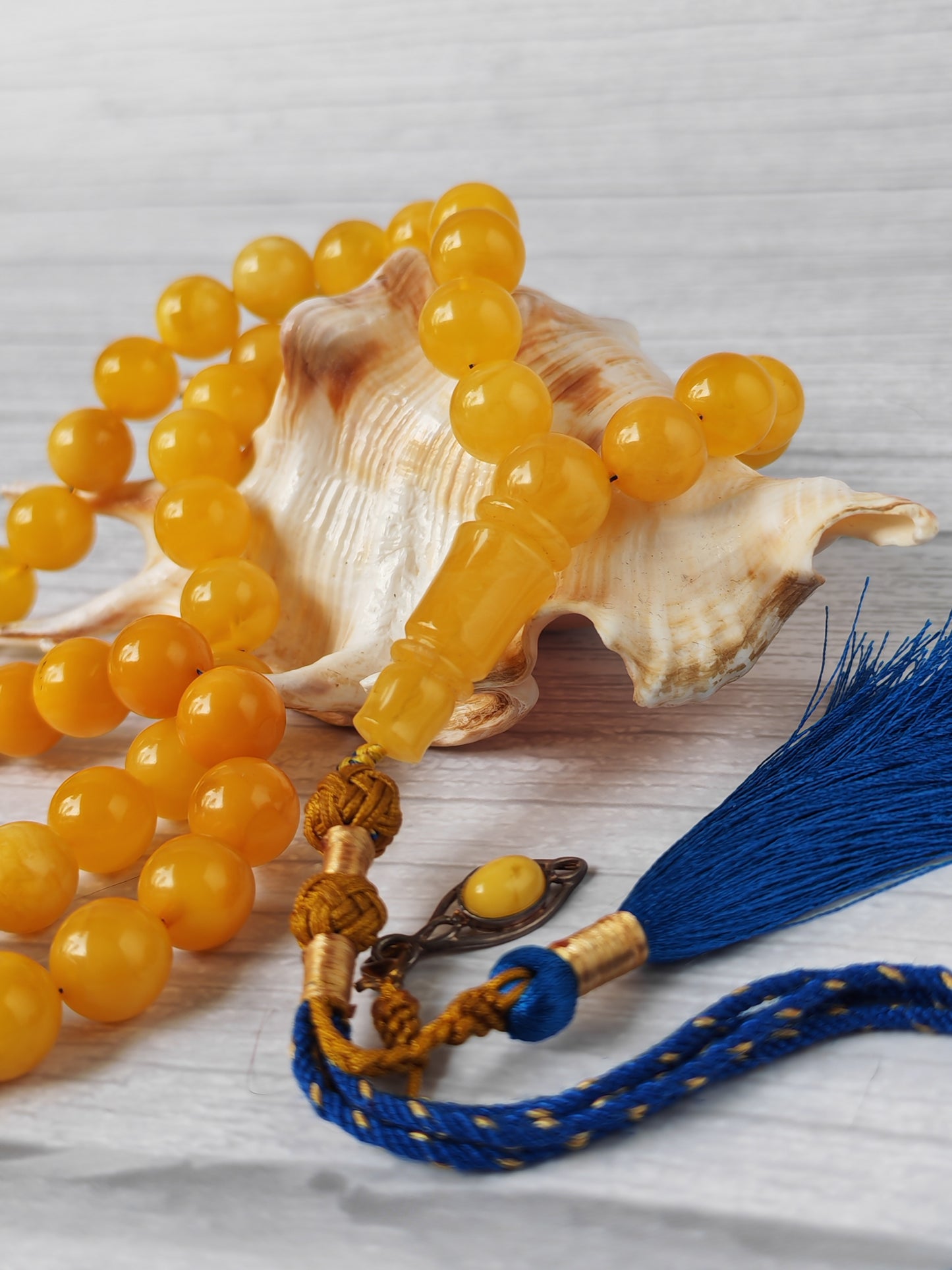 Natural Gradient Baltic Amber Tasbih – 66 Beads | 11mm | Double String