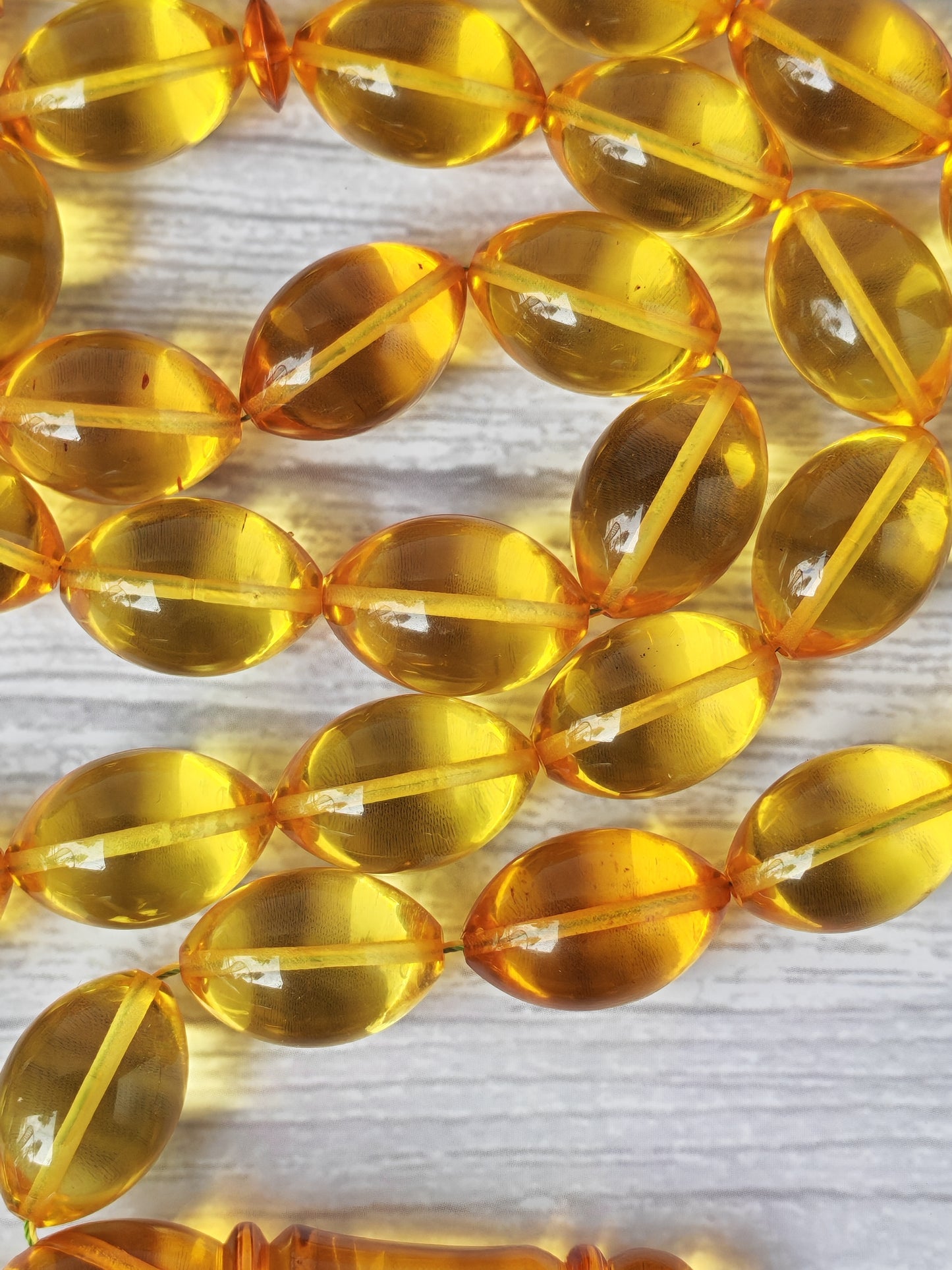 Large Natural Baltic Amber Rosary – 33 Olive Shape Beads | Transparent Citron Color