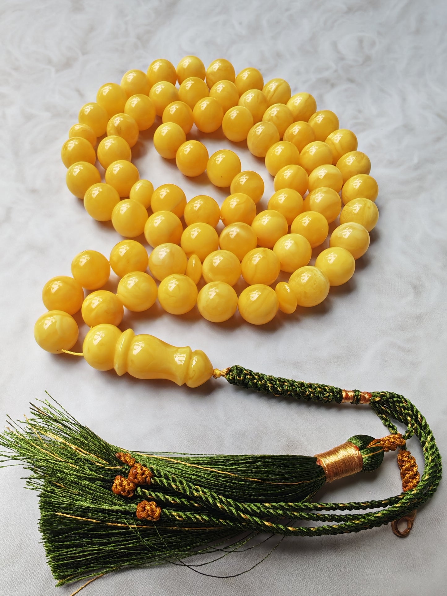 Natural Butterscotch Baltic Amber Misbah | 66 Beads | 11.8–12mm | Rich Tones | 64.6g