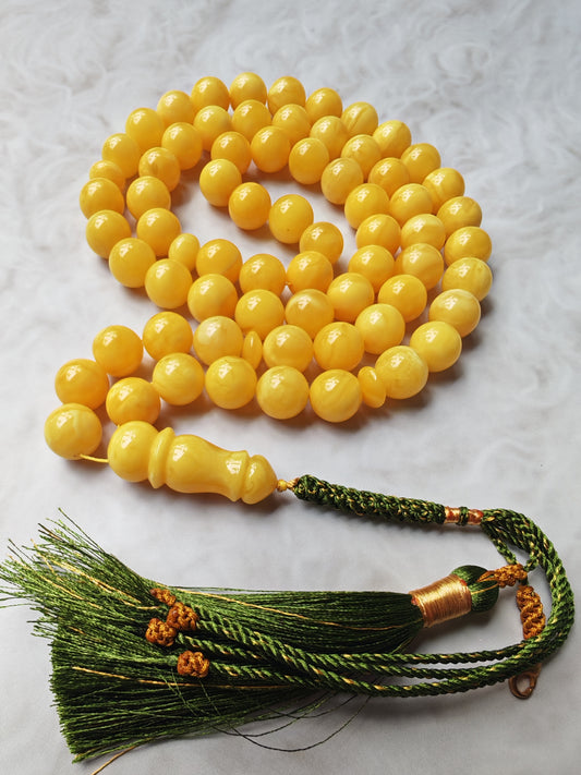 Natural Butterscotch Baltic Amber Misbah | 66 Beads | 11.8–12mm | Rich Tones | 64.6g