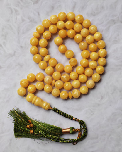 Natural Butterscotch Baltic Amber Misbah | 66 Beads | 11.8–12mm | Rich Tones | 64.6g