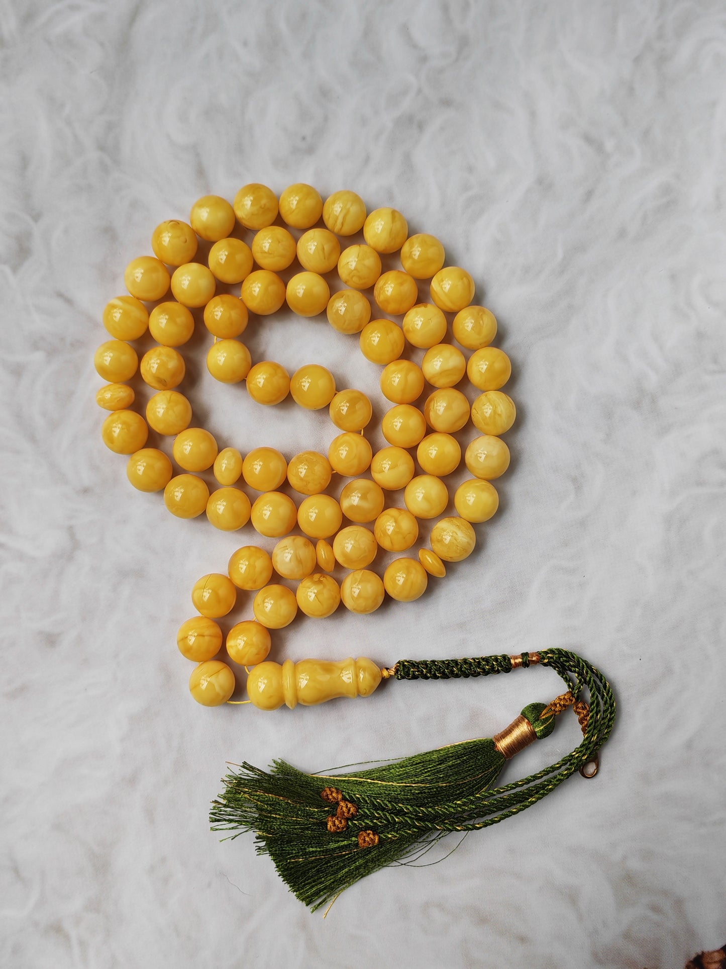 Natural Butterscotch Baltic Amber Misbah | 66 Beads | 11.8–12mm | Rich Tones | 64.6g