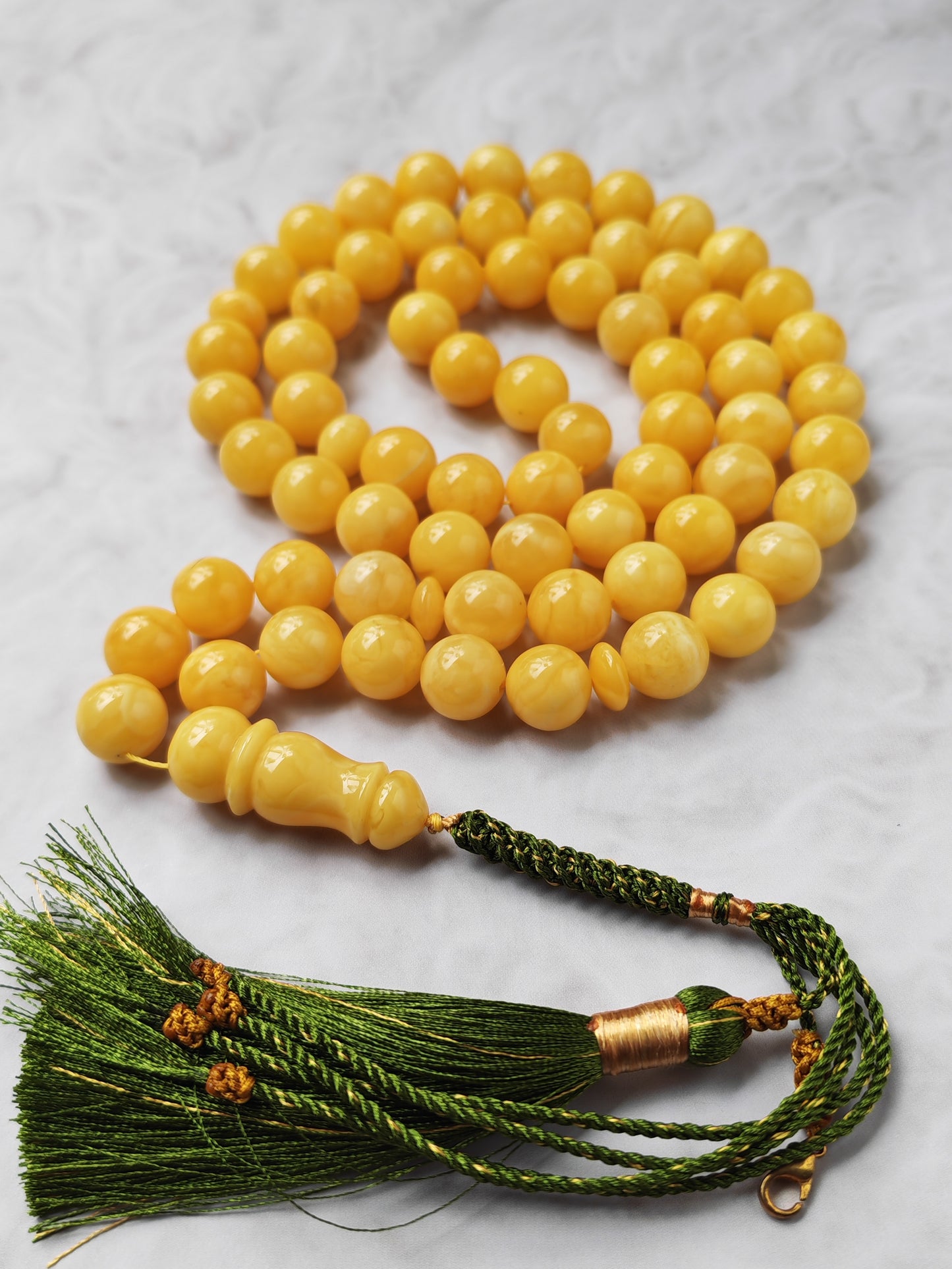 Natural Butterscotch Baltic Amber Misbah | 66 Beads | 11.8–12mm | Rich Tones | 64.6g