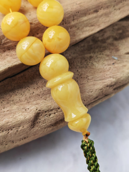 Natural Butterscotch Baltic Amber Misbah | 66 Beads | 11.8–12mm | Rich Tones | 64.6g