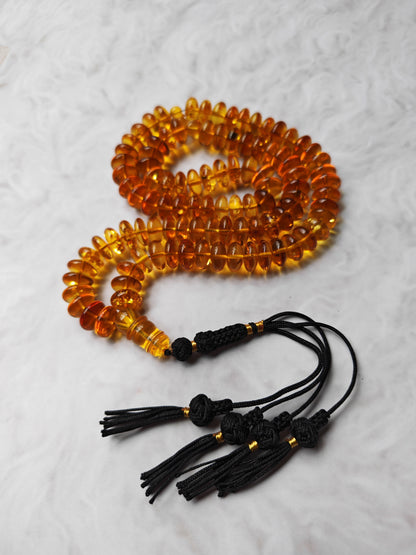 Citron Baltic Amber Misbah & Bracelet Set – 99 Beads | Flat Donut Shape