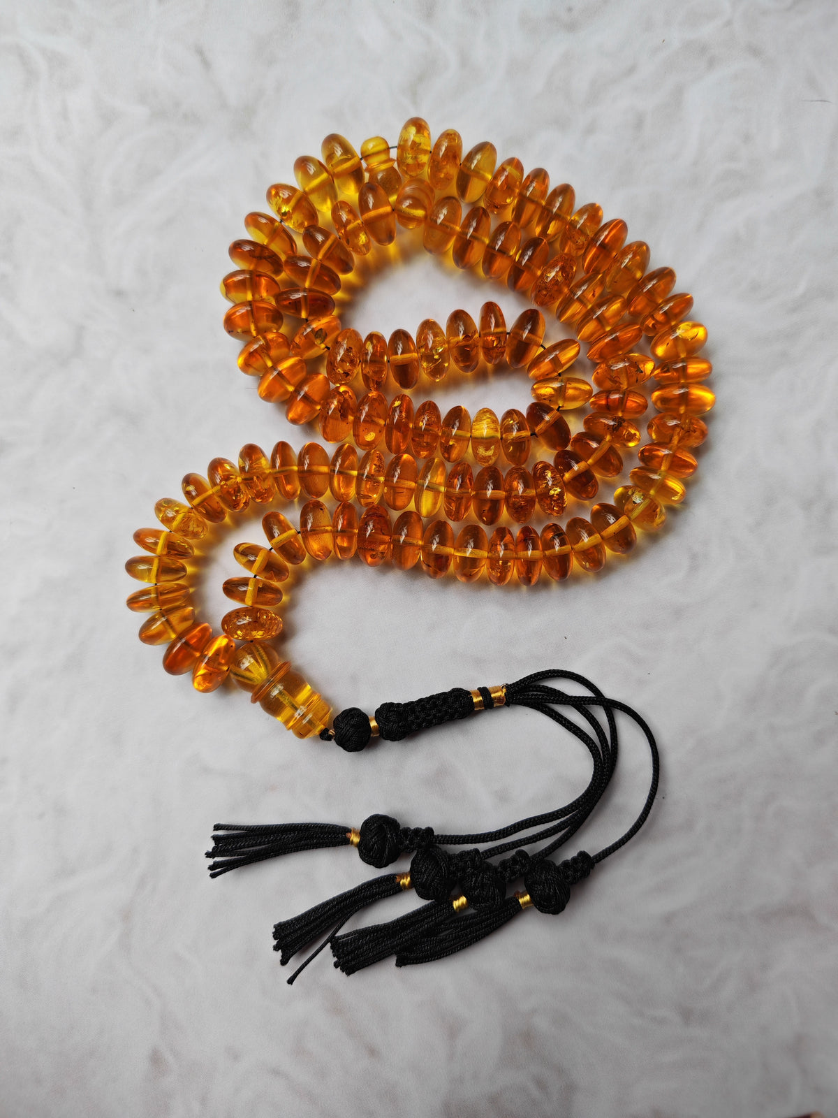 Citron Baltic Amber Misbah & Bracelet Set – 99 Beads | Flat Donut Shape