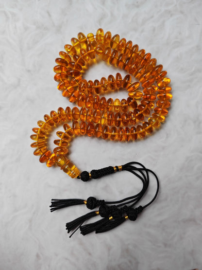 Citron Baltic Amber Misbah & Bracelet Set – 99 Beads | Flat Donut Shape