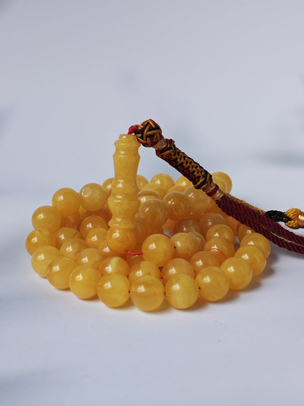 Natural Butterscotch Baltic Amber Misbah | 66 Round Beads | 11mm | Unique Imami | 53.2g