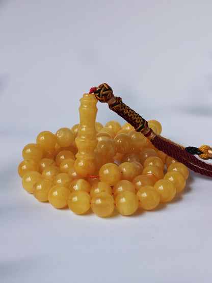 Natural Butterscotch Baltic Amber Misbah | 66 Round Beads | 11mm | Unique Imami | 53.2g