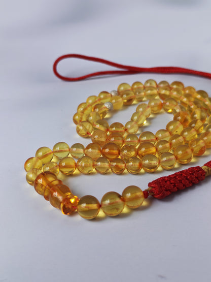 Natural Micro Citron Baltic Amber Rosary | 45 Round Beads | Silver Dividers | 9.5g