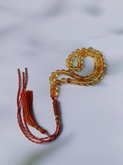 Natural Micro Citron Baltic Amber Rosary | 45 Round Beads | Silver Dividers | 9.5g