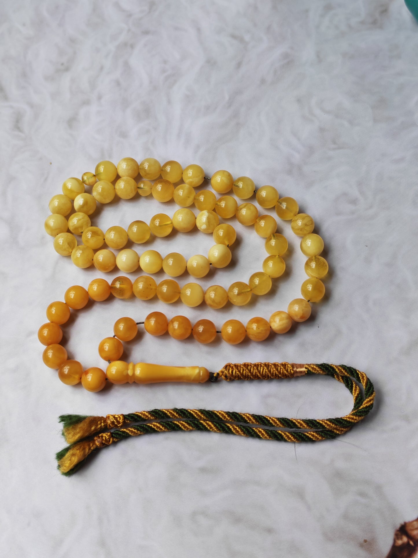 Gradient Natural Baltic Amber Misbah | 66 Beads | 30.7g