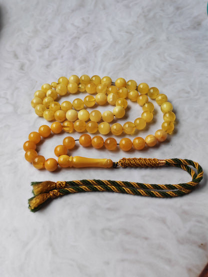 Gradient Natural Baltic Amber Misbah | 66 Beads | 30.7g