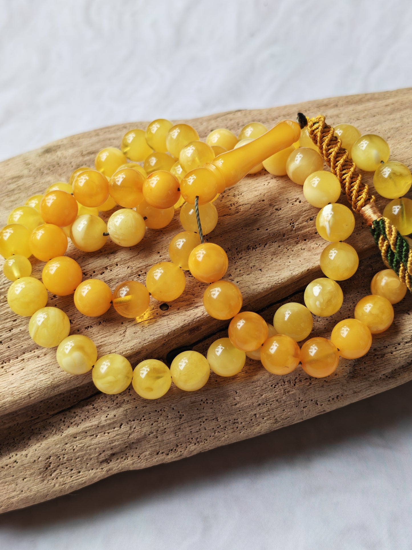 Gradient Natural Baltic Amber Misbah | 66 Beads | 30.7g
