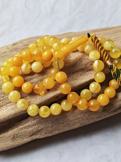 Gradient Natural Baltic Amber Misbah | 66 Beads | 30.7g