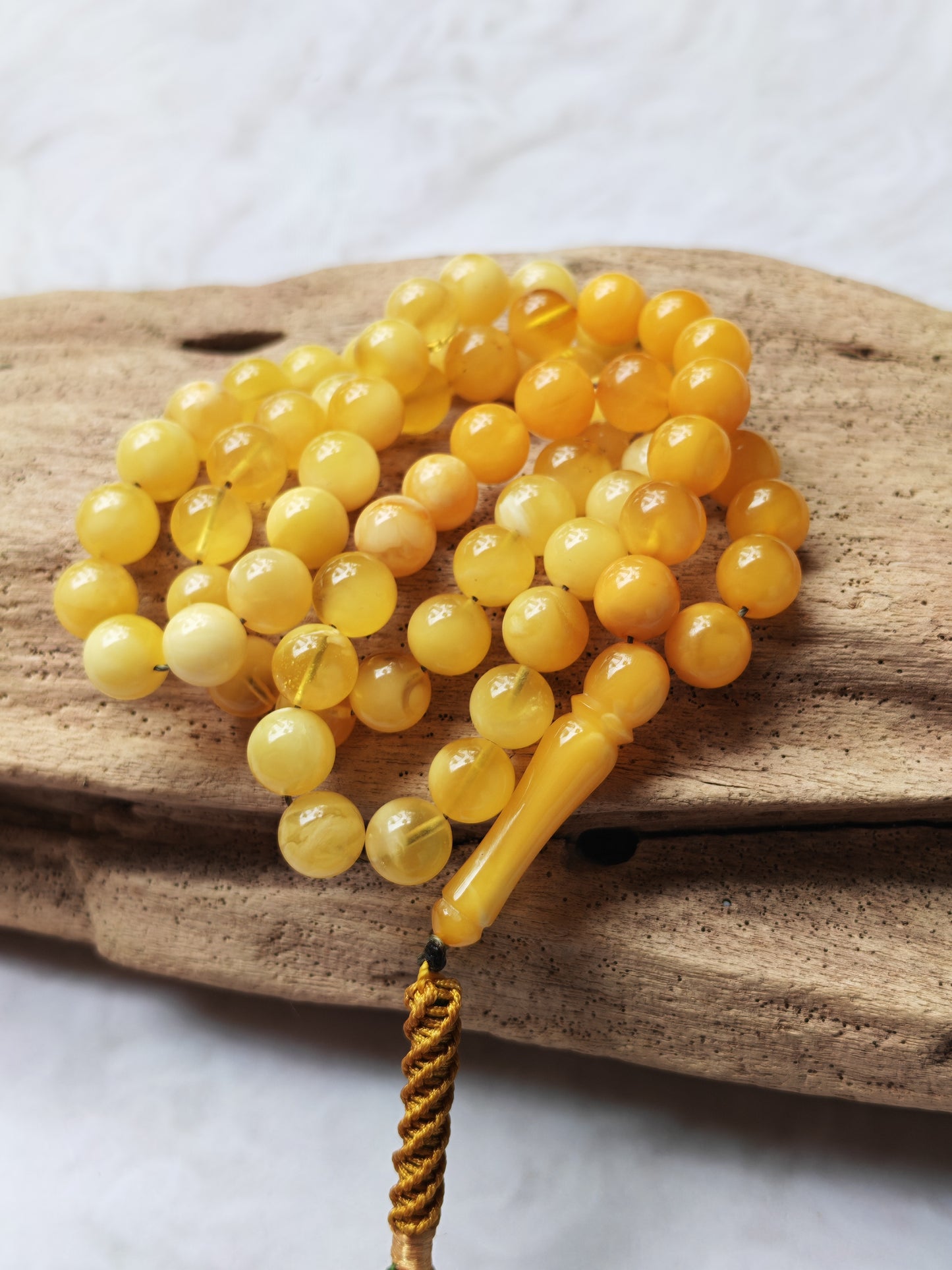 Gradient Natural Baltic Amber Misbah | 66 Beads | 30.7g