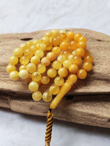 Gradient Natural Baltic Amber Misbah | 66 Beads | 30.7g