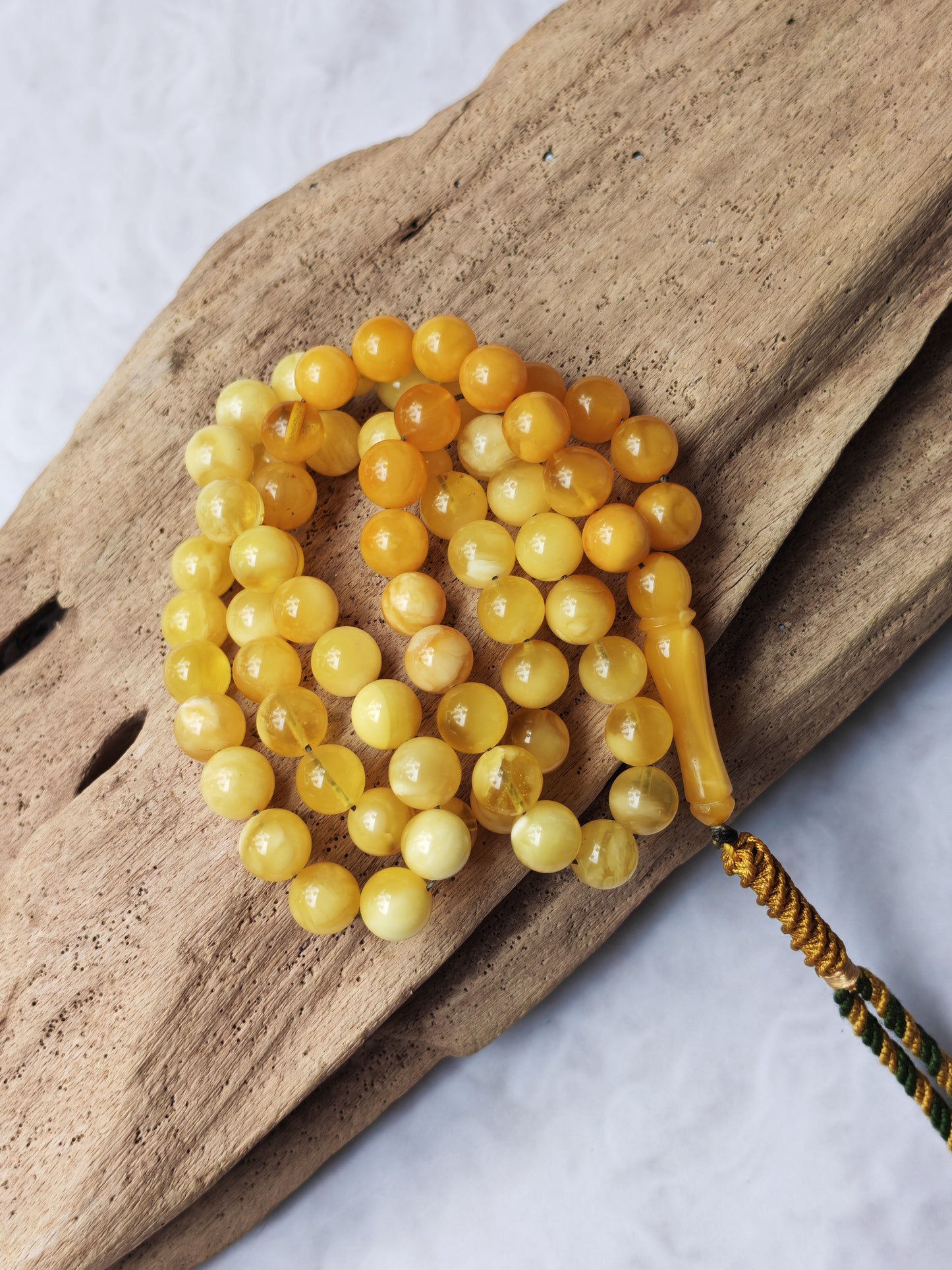 Gradient Natural Baltic Amber Misbah | 66 Beads | 30.7g