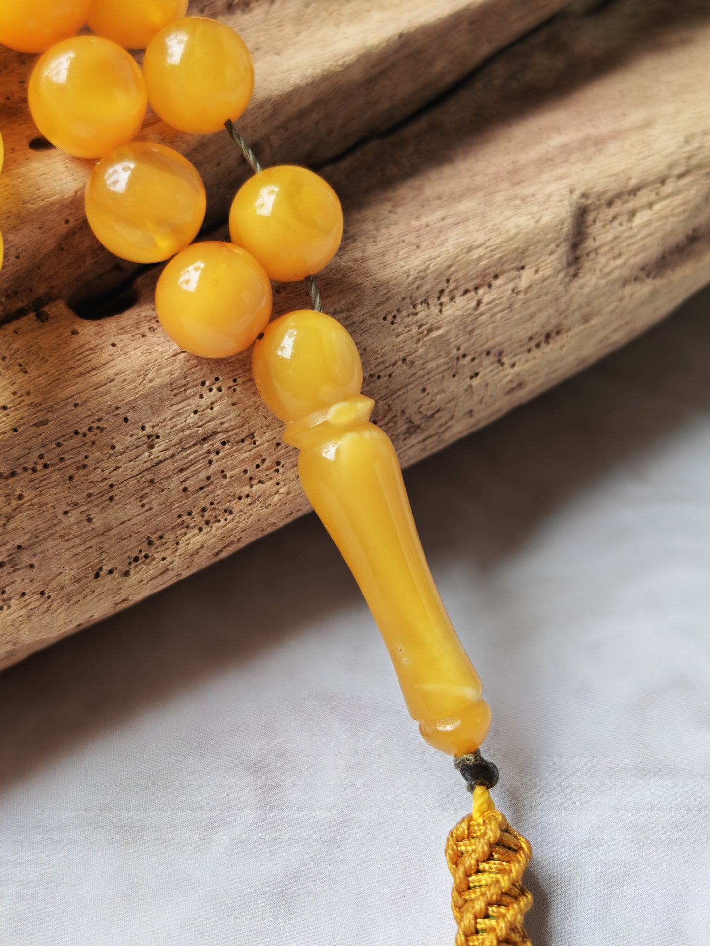 Gradient Natural Baltic Amber Misbah | 66 Beads | 30.7g