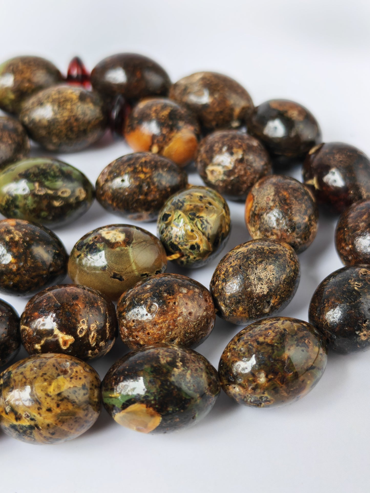 Sea Green Baltic Amber Rosary – 33 + 3 Beads | Pigeon Egg Shape