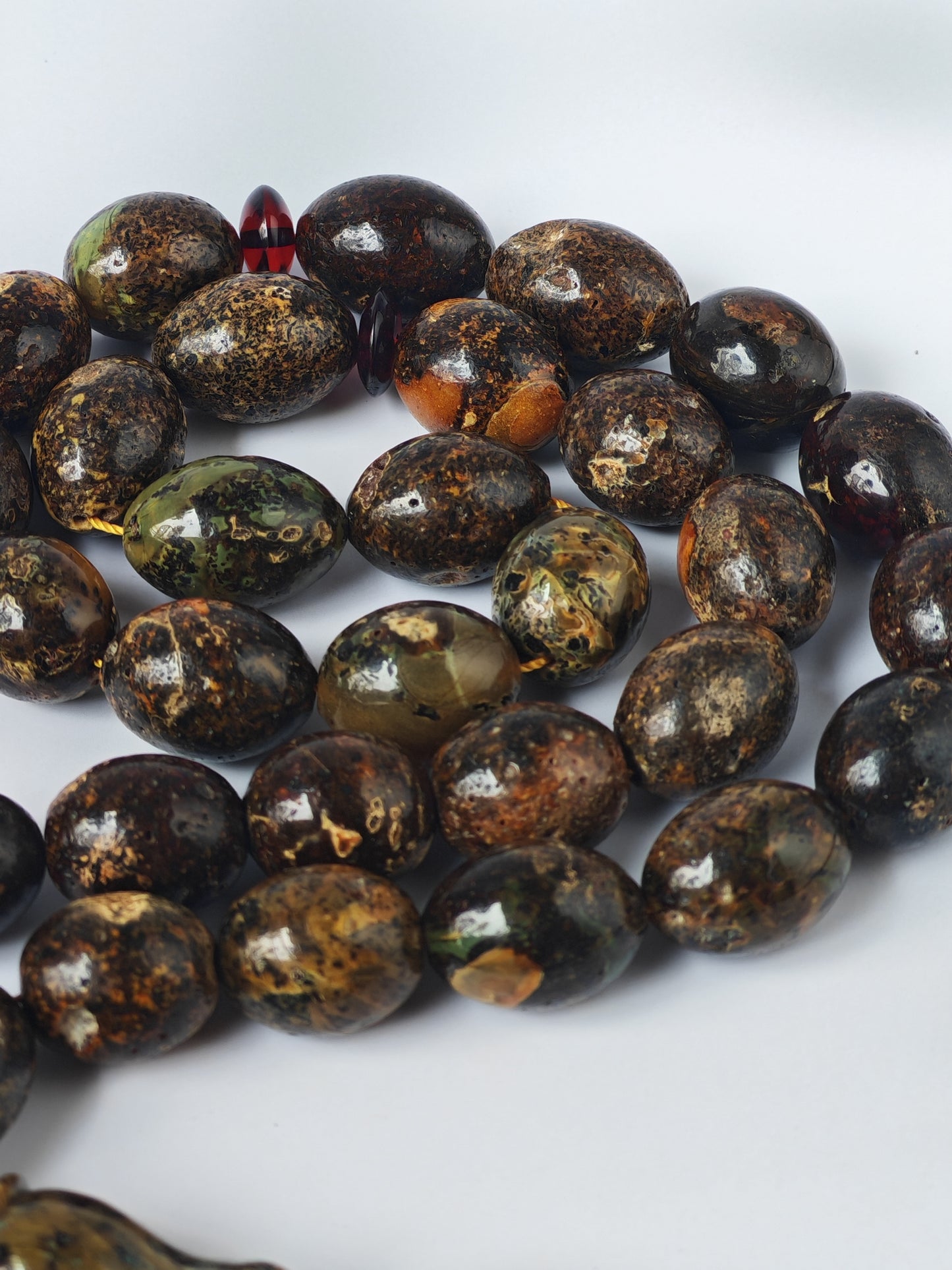 Sea Green Baltic Amber Rosary – 33 + 3 Beads | Pigeon Egg Shape
